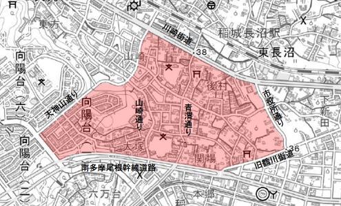 地図：百村・東長沼・大丸・向陽台地区