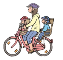 イラスト：前後座席に1人ずつ　幼児を乗せることができる場合