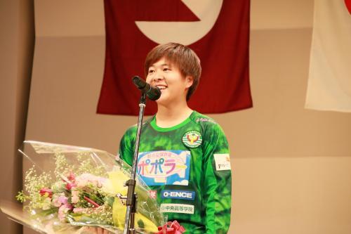写真：籾木選手によるご挨拶