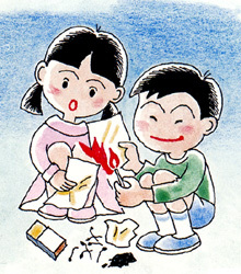 イラスト：火遊びの様子