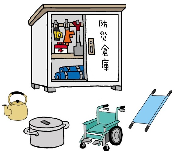 防災倉庫・資機材のイラスト