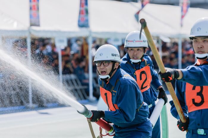 写真：第一線放水
