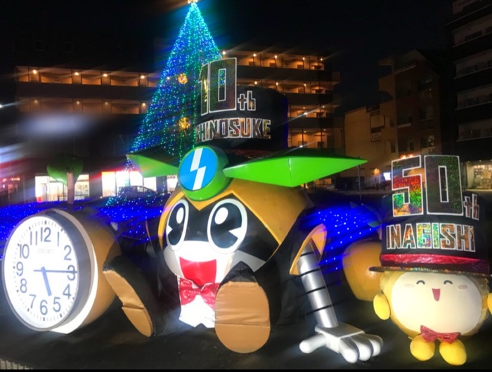 令和3年度「矢野口駅前きらきらフェスタ」開催当時のなしのすけ時計台の画像